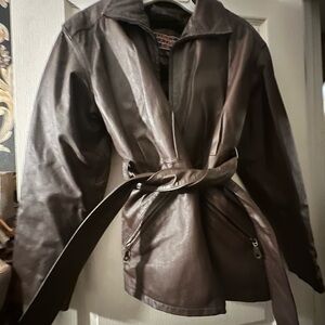 Chocolate brown ladies Lucky leather jacket sz Large